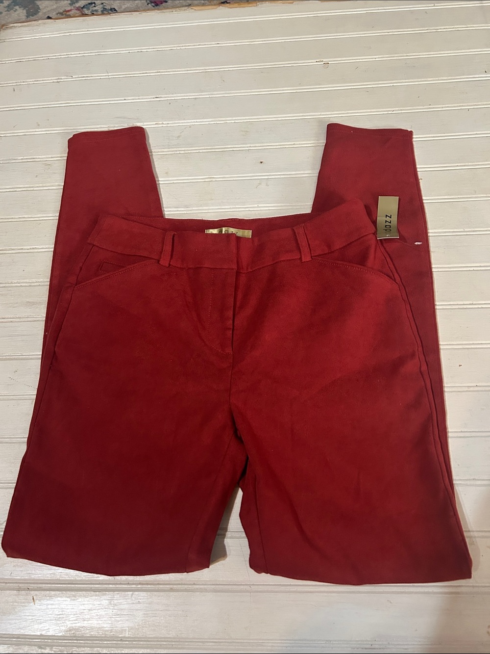 Dazz Rust Red Sueded Polyester Skinny Jeans